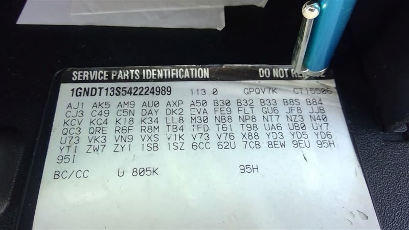 TRAILBLAZ 2004 Fuse Box Cabin 6534