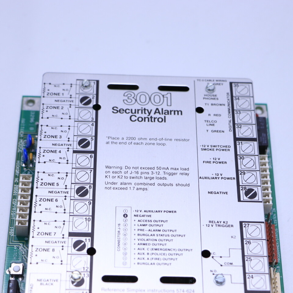 * SIMPLEX 3001 SECURITY ALARM CONTROL