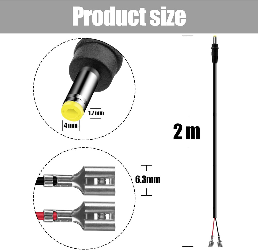 2pcs Trail Camera Power Cord 4.0x1.7mm DC External Cable