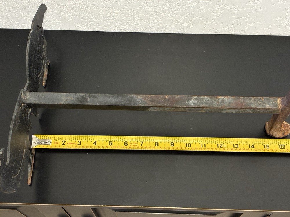 Vintage Wrought Iron Fireplace Andirons Quail Bird Rustic Log Holders