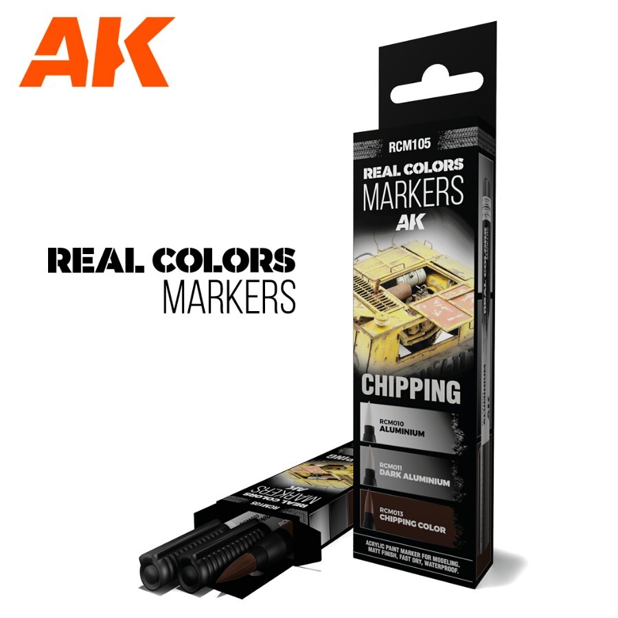AK Interactive: Chipping - Acrylic Paint Marker Set - RCM105 - Markers