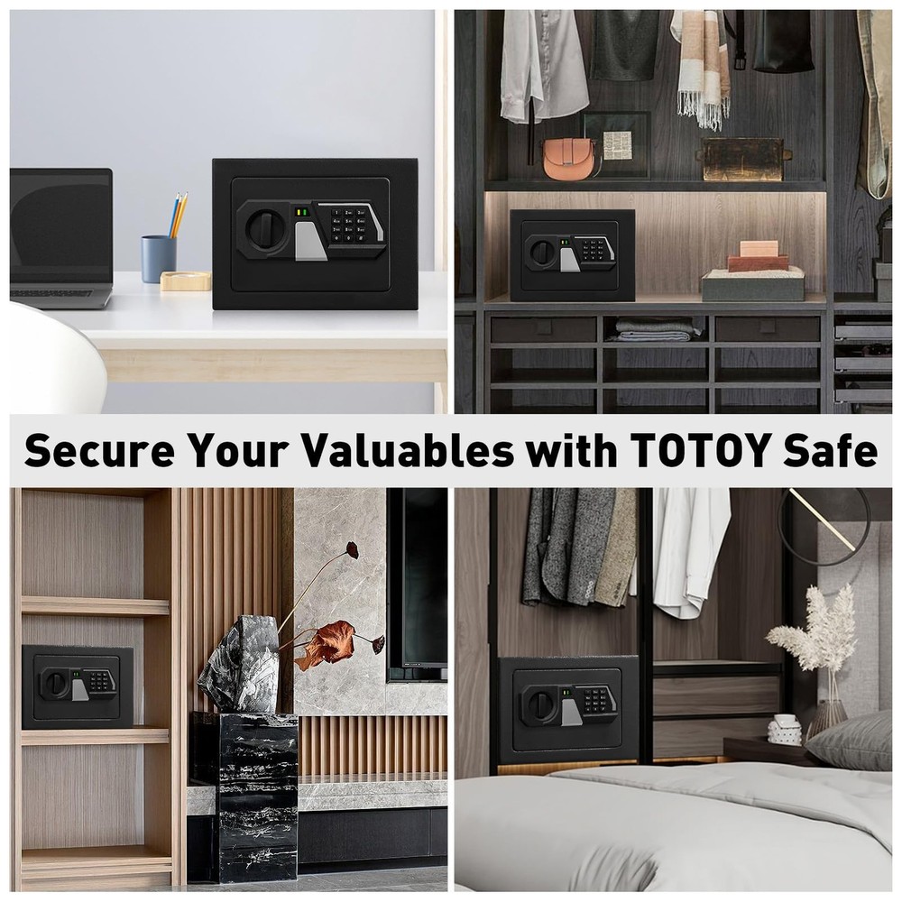 Small Personal Safe Box 0.5 Cu Ft- Electronic Digital Security Safe Steel Con...
