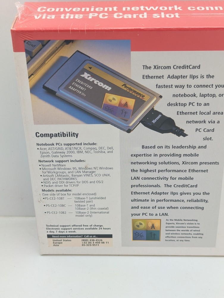 Sealed NOS Xircom Credit Card Ethernet Adapter IIPS Vtg Computing