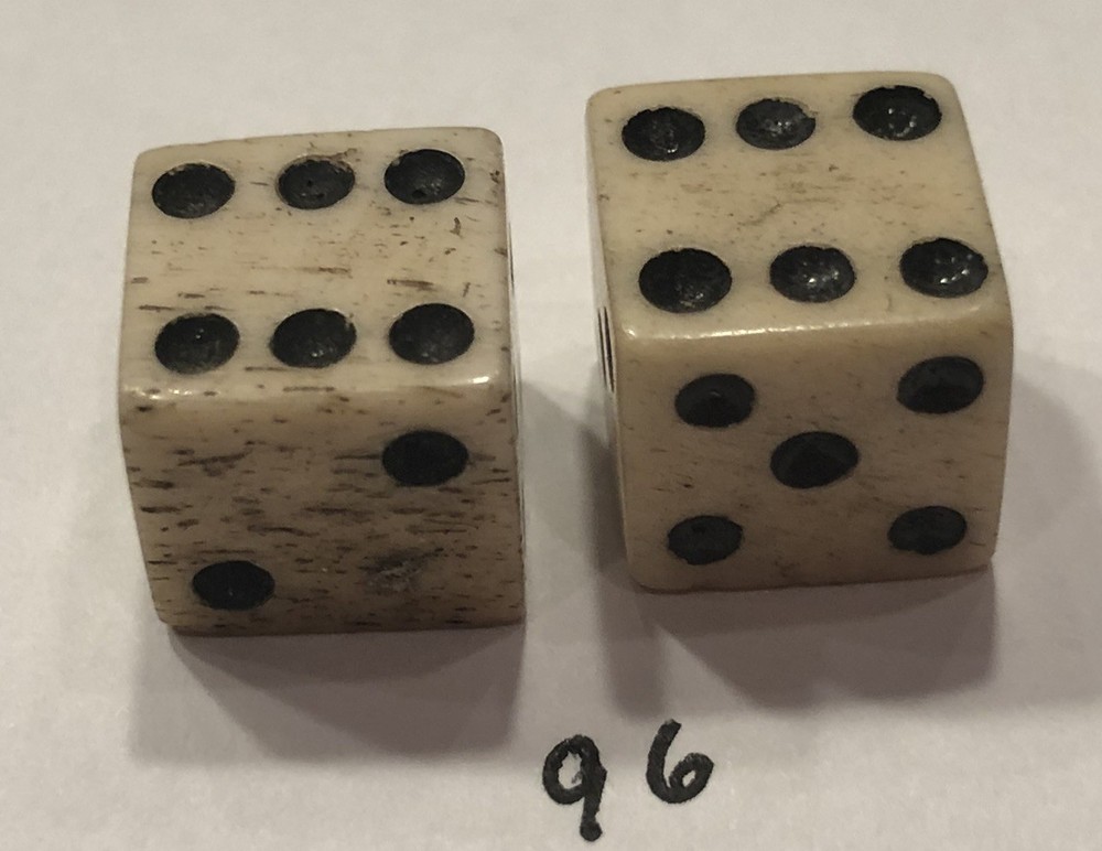 Vintage Pair Bone (Bovine) Dice 7/16”