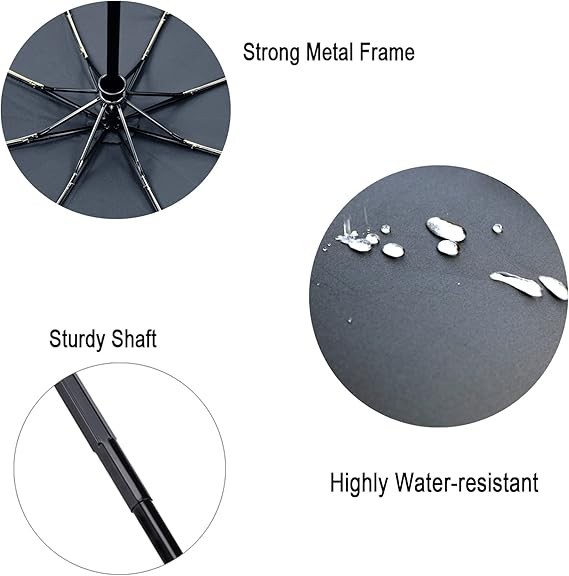 Travel Essentials Umbrella Windproof Compact Collapsible Light, Automatic, Stron
