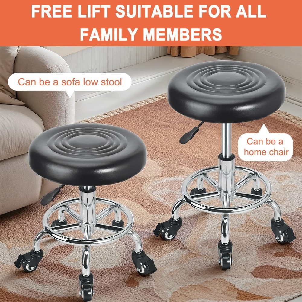 Low Height Rolling Stool Height Adjustable Low Roller Seat, Swivel Small Chai...