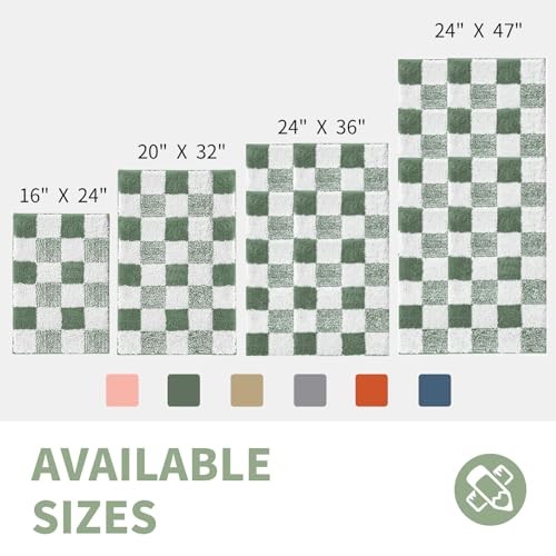 Checkered Bath mats for Bathroom 1'4" x 2' (Rectangular) Checkered-sage Green