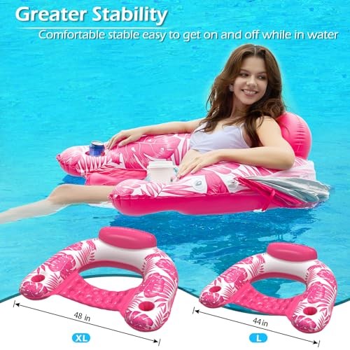 Pool Float with Canopy - Inflatable Pool Floaties Adult Floating Large Rose
