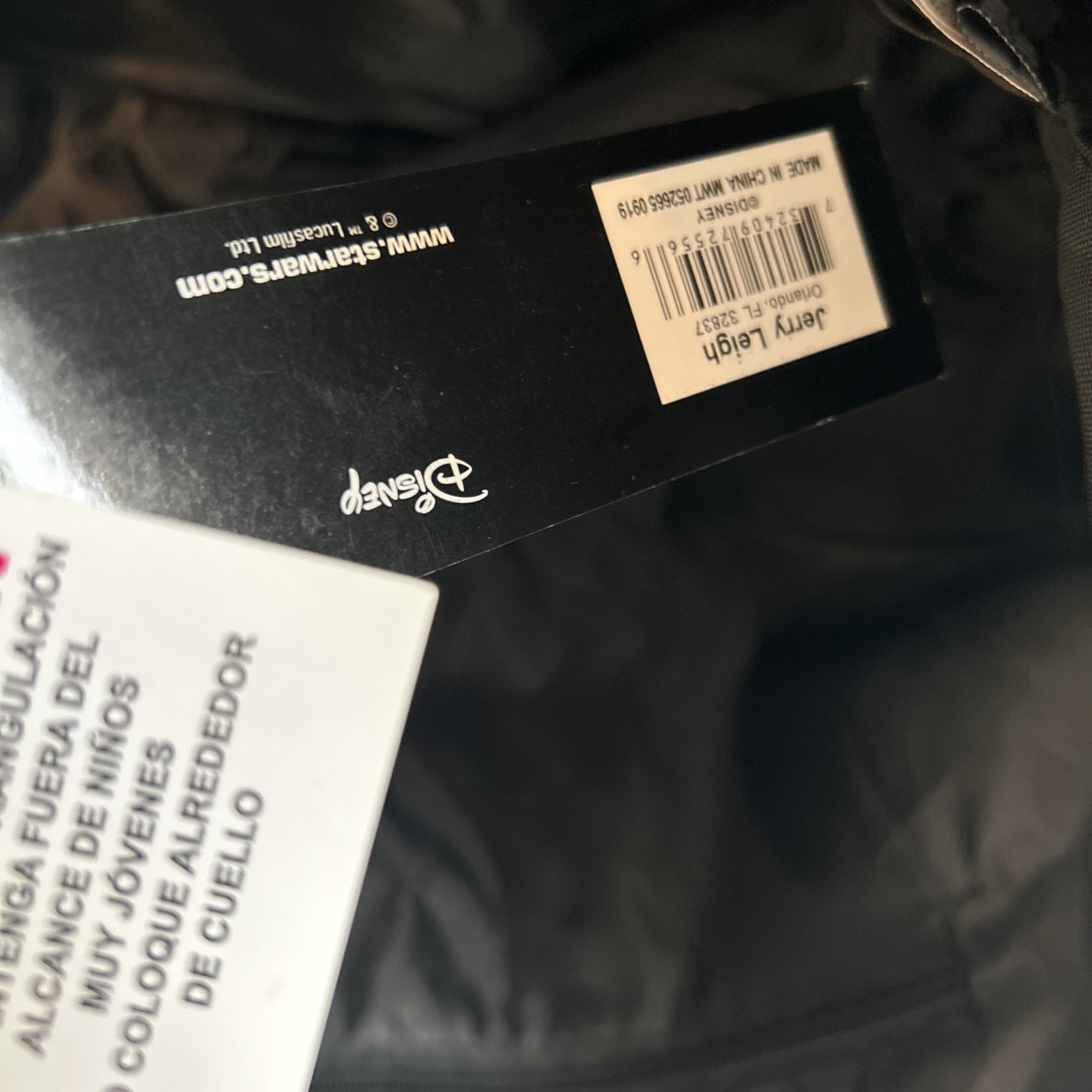 Star Wars Tote Handbag Zippered Lightweight Black and Gold Disney NEW with Tags