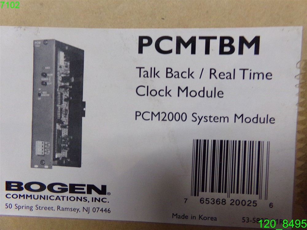 Bogen Talkback / Real Time Clock Module PCMTBM , PCM2000 System Module - NEW