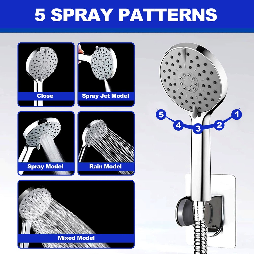 High Pressure Adjustable 8” Rain Square Shower Head with Handheld Spray Combo