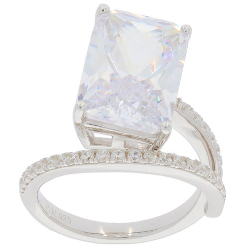 Sterling Silver Semi Mount Ring Setting Emerald OCT 15X10mm Bypass