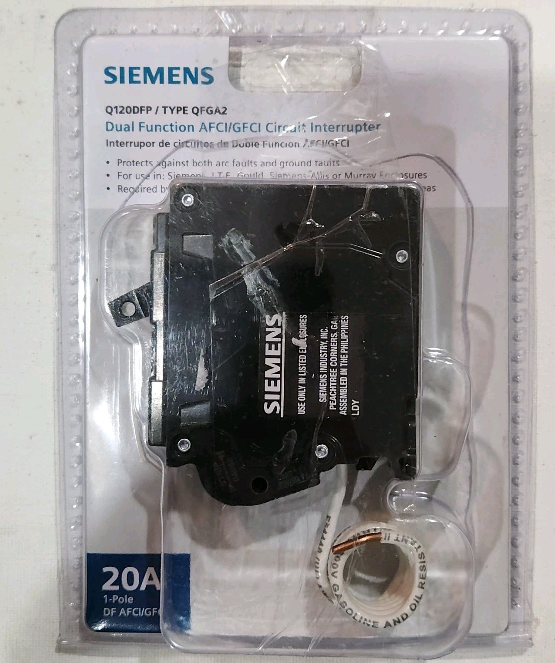 Siemens 20 Amp 1-Pole Combination Type AFCI Plug-On Neutral Circuit Breaker