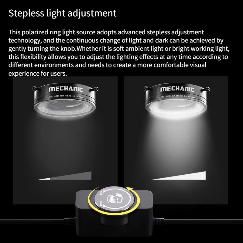 LS720+ Microscope Polarized Ring Light 72LED Eliminates Miscellaneous Light