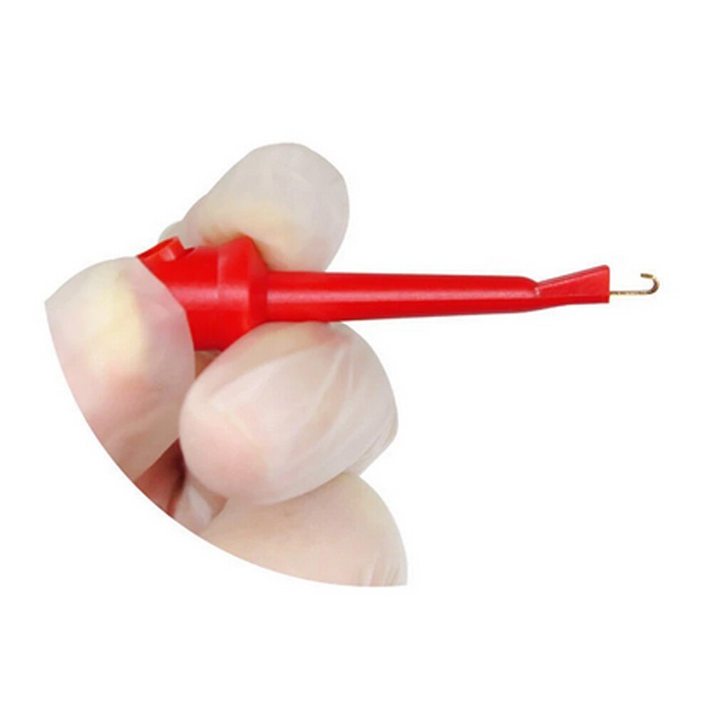 10PCS Mini Grabber Test Hook Clips Insulated Black & Red for Electrical Testing~