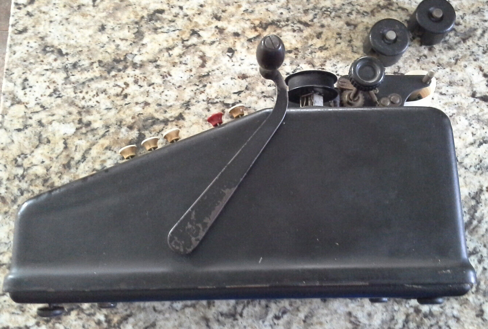 Burroughs Portable Green Top Adding Machine VINTAGE