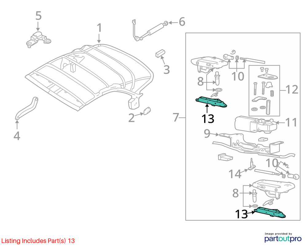 2006 Audi A4 Left Convertible Top Lock Plate OEM