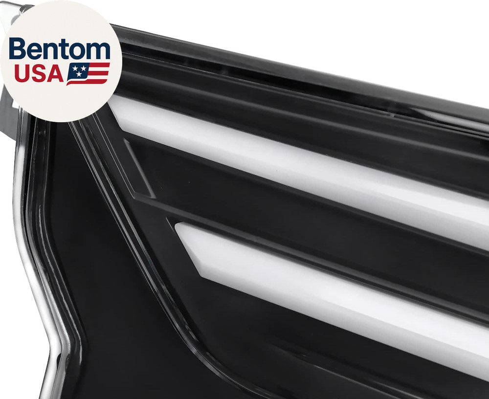 Black LED Sequential Tail Lights W/White Light Bars and Startup Animation Compat