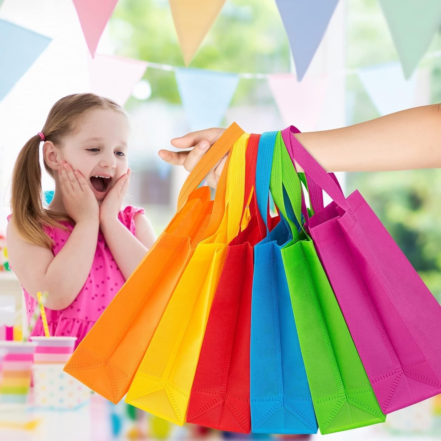 30 X Non-woven Party Bags Treat Tote Bags with Handles with 6 Colours 25x10x29cm