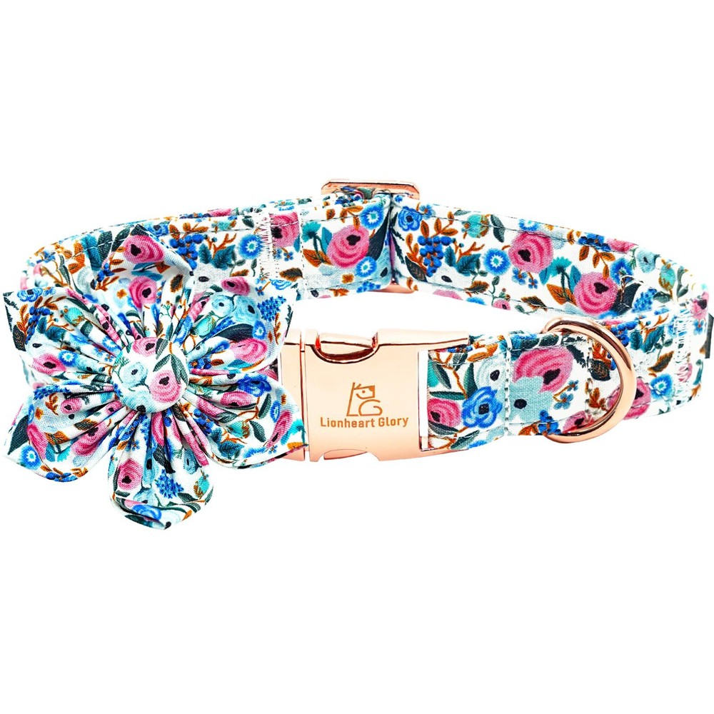 Floral Dog Collar - Soft Durable & Adjustable for Medium Dogs