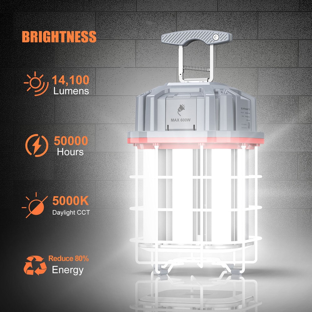 100W LED Temporary Work Light Hanging Construction Work Lights Plug for Job Site