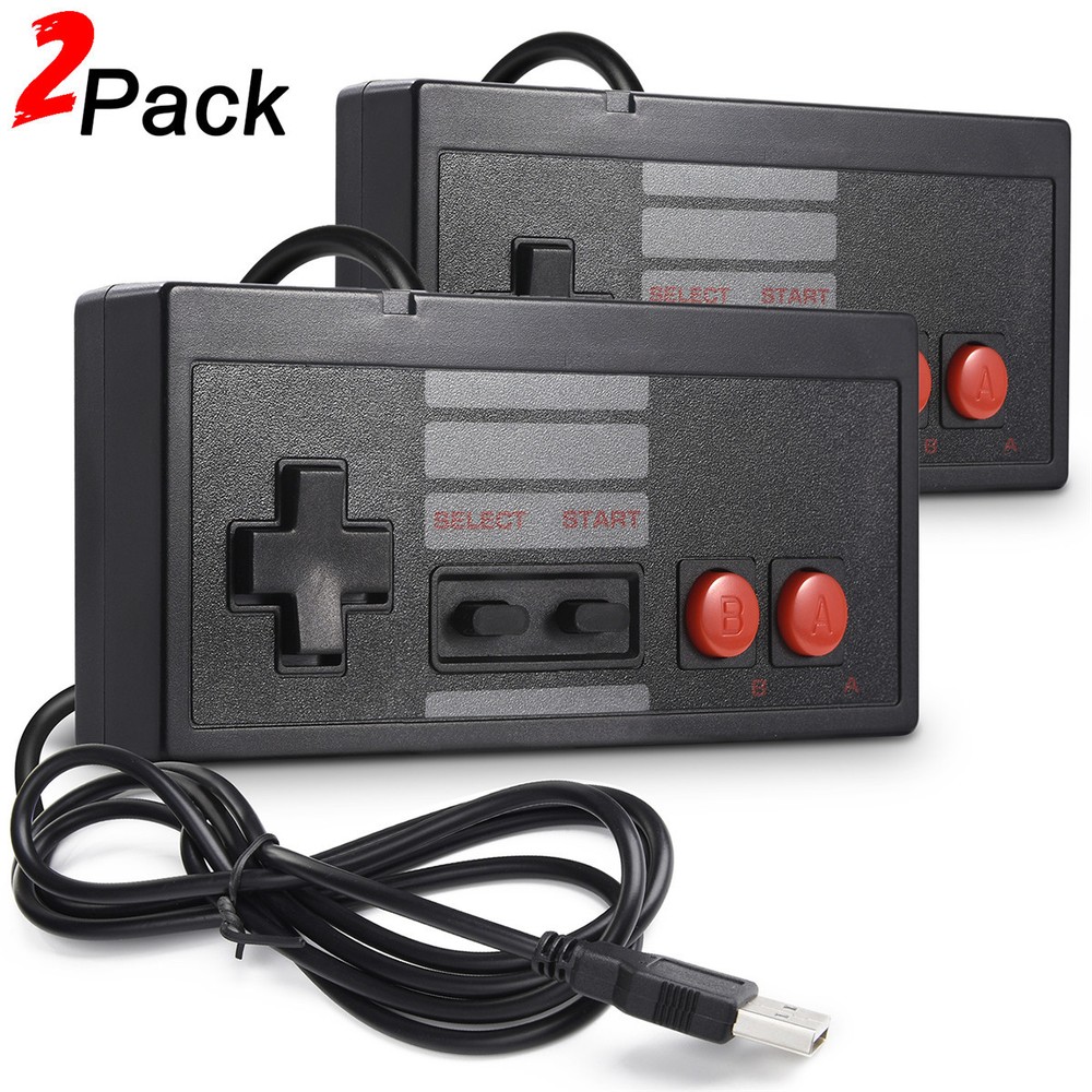 2 x USB Gaming Controller For Classic NES 8 Bit System Console Control Black US