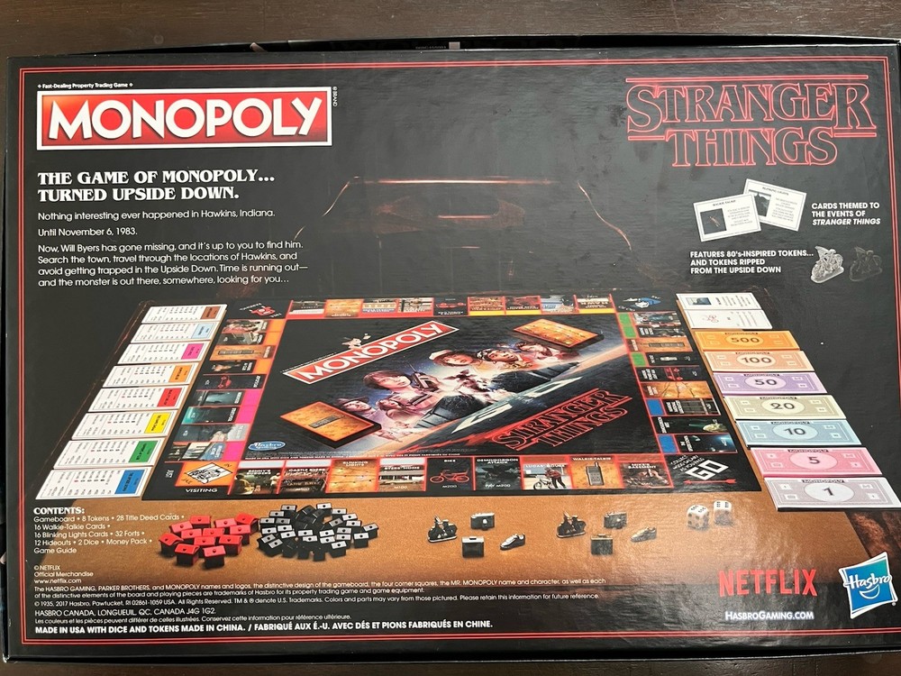 Monopoly Stranger Things Game Netflix 2017 Complete Game