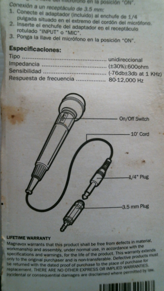 Magnavox Universal Microphone (M62080) FS