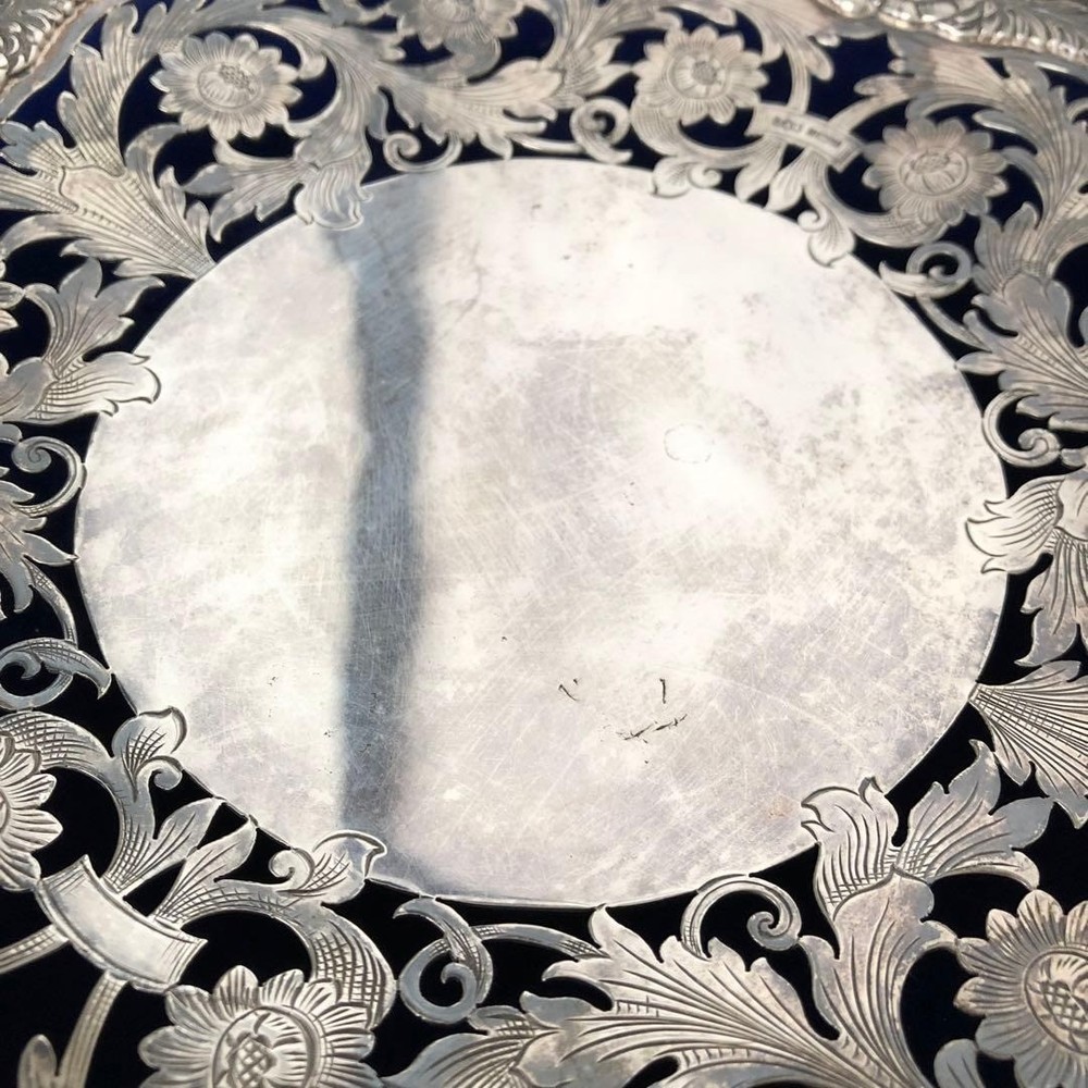 Mappin & Webb Solid Silver Pierced & Carved Comport Dish