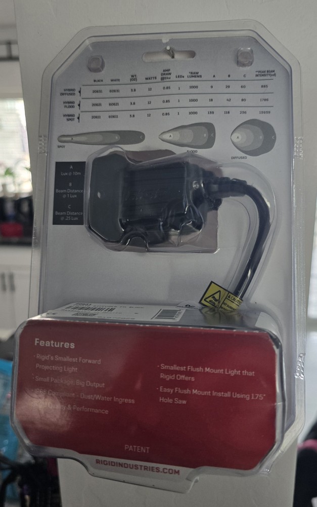 Rigid Industries 20631 Ignite Diffused LED Light Flush Mount Black Single