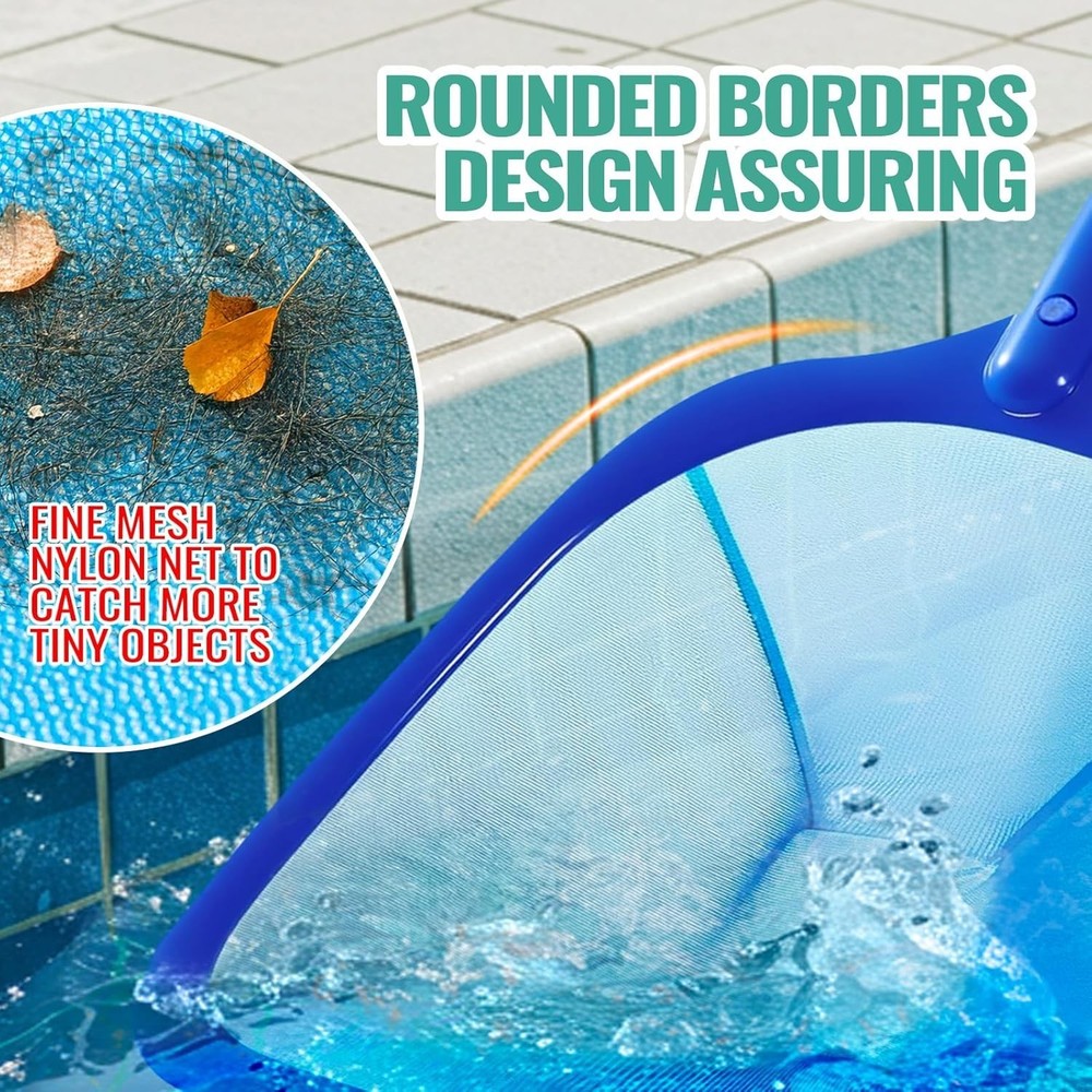 Pool Skimmer Net - 60 Inch Fine Mesh Leaf Rake for Pool Cleaning