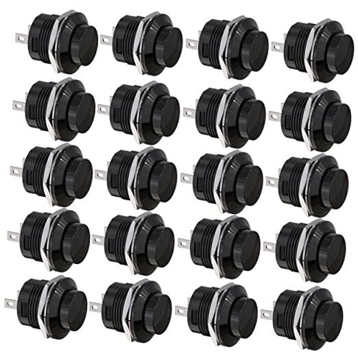 SPST Mini Push Button Switch AC250V/3A AC125V/6A with no Lock Black Cap
