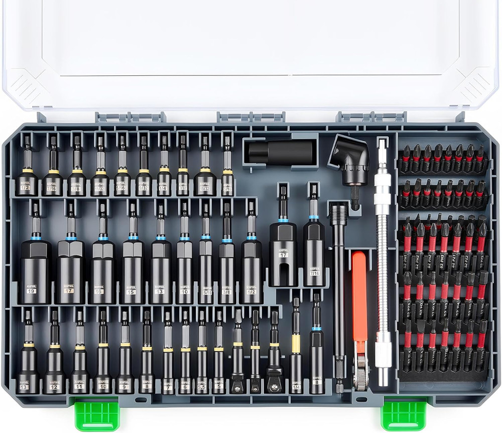 Magnetic Impact Nut Driver Set, Metric & SAE Driver Bit Set with Socket Adapters