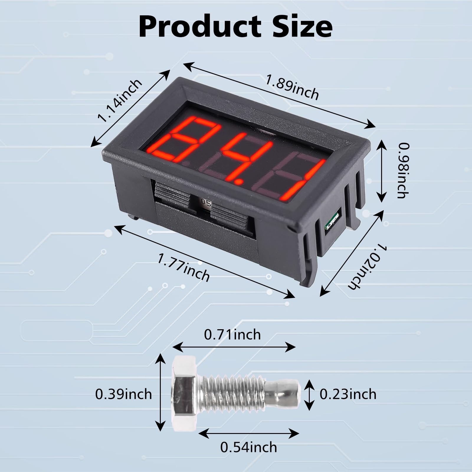 12V Red Fahrenheit Digital Temperature Meter -76F~999F LED Display with Indus