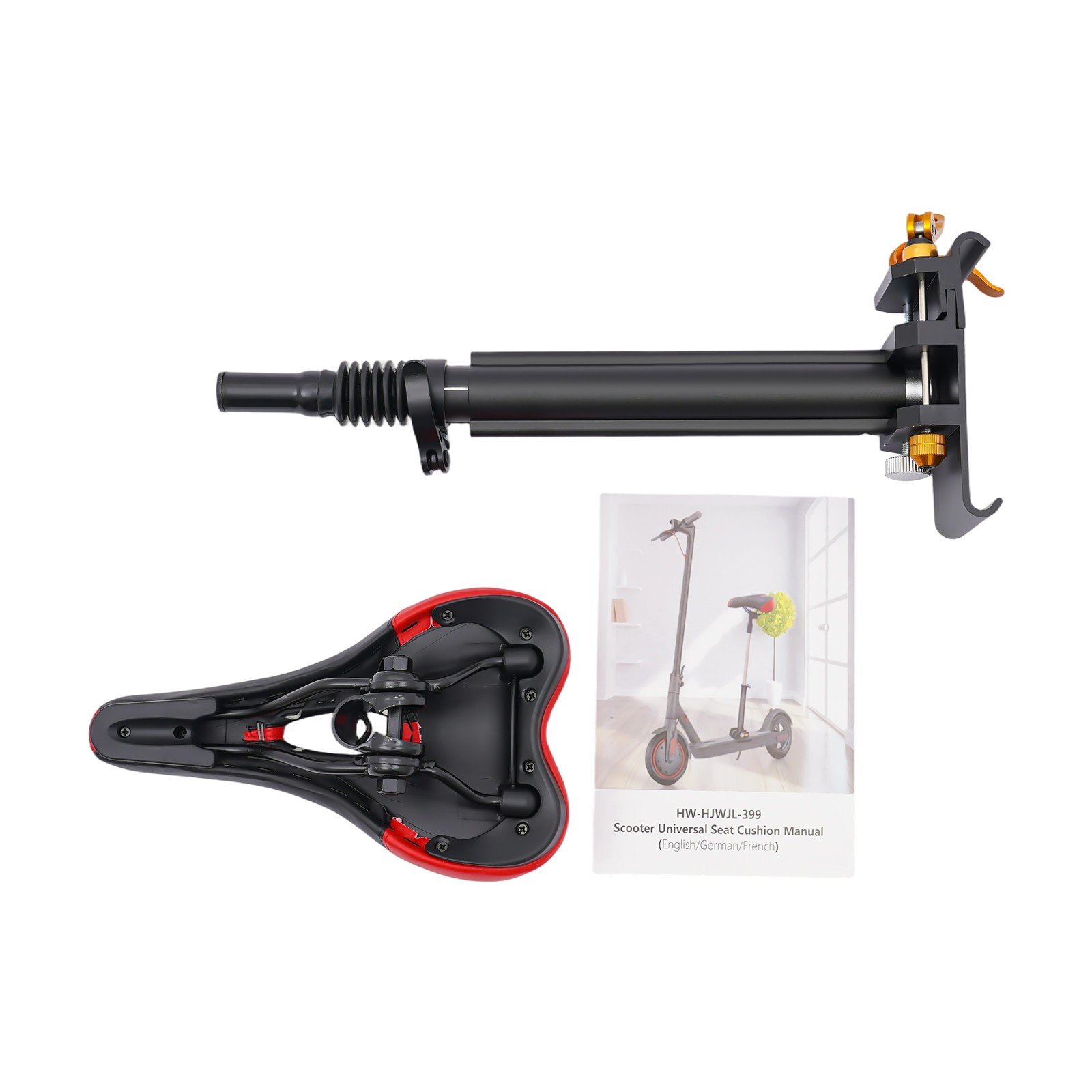 Height Adjustable Seat Cushion Universal Aluminum Alloy Rod + Saddle For Scooter