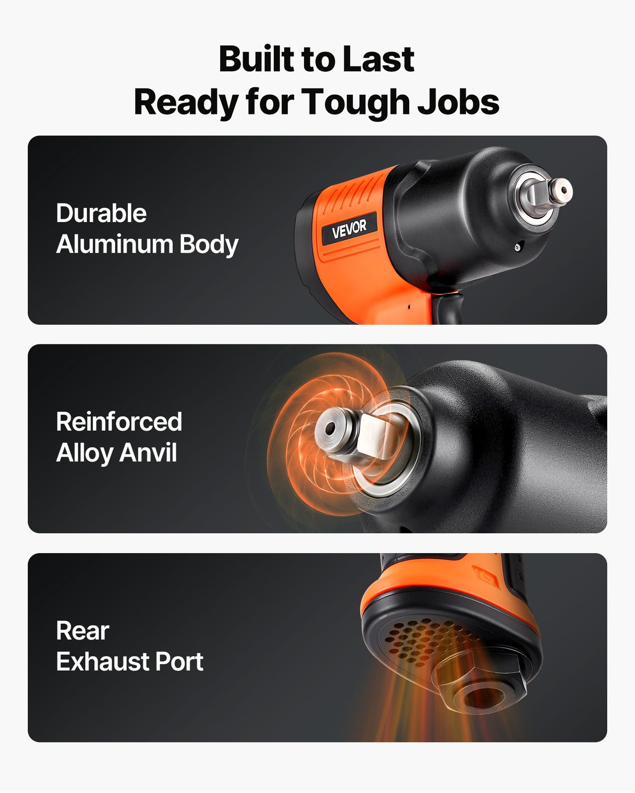 VEVOR Air Impact Wrench 1/2" Drive Pneumatic Impact Gun Up to 1100ft-lbs 4-Speed