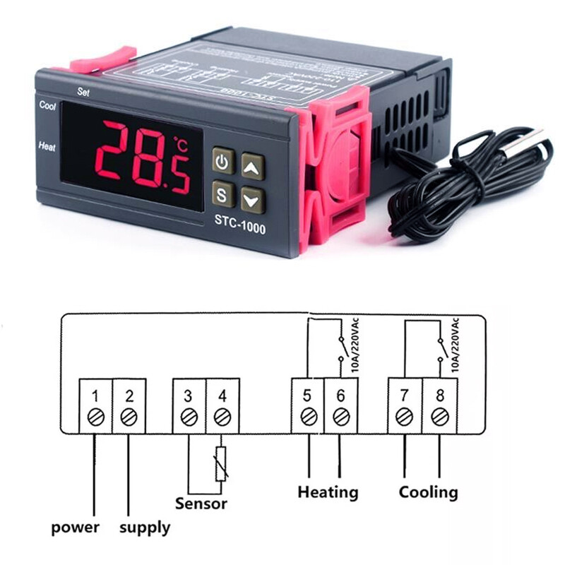 STC-1000 AC 110V-220V Digital Temperature Controller Thermostat With Sensor x2