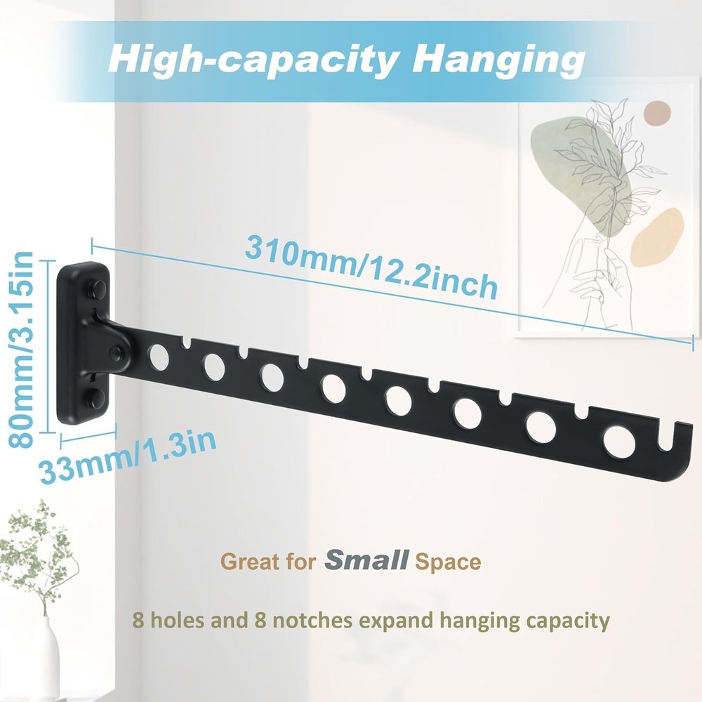 Folding Clothes Hanger, Stainless Steel Wall Mounted Drying Rack, Space Savin...