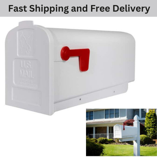 White Mailbox Deluxe Polybox Durable & Best Rust-proof Polymer Post Mounted New