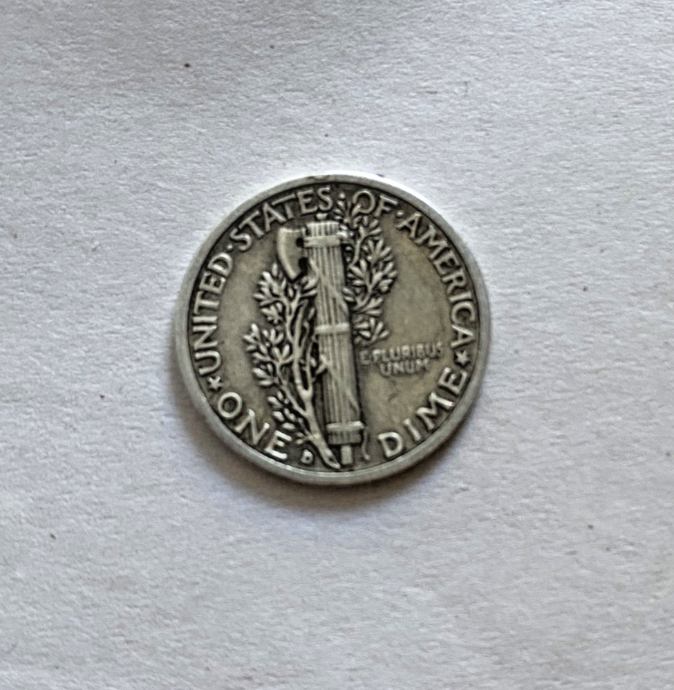 1939-D Mercury Dime Error – Misplaced Mint Mark, 90% Silver, Rare