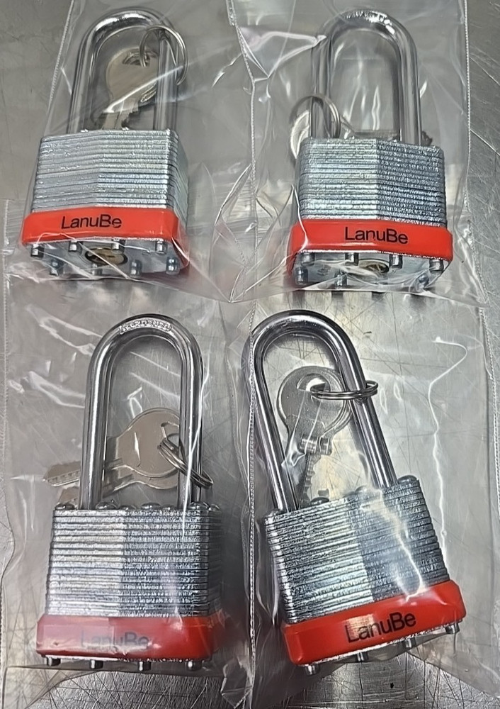 LanuBe 4-Pack Laminated Padlocks with Same Key Weather Resistant