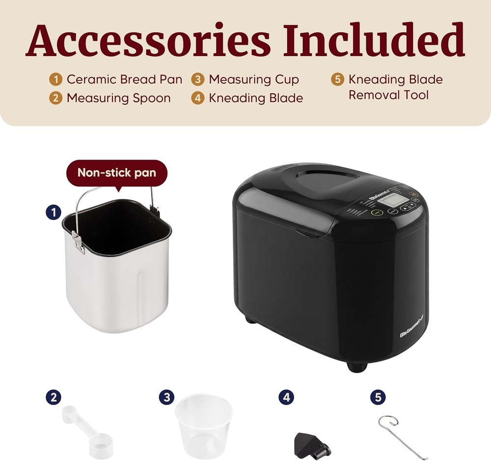 Programmable Bread Machine, 2 lb Loaf, 19 Presets, Black