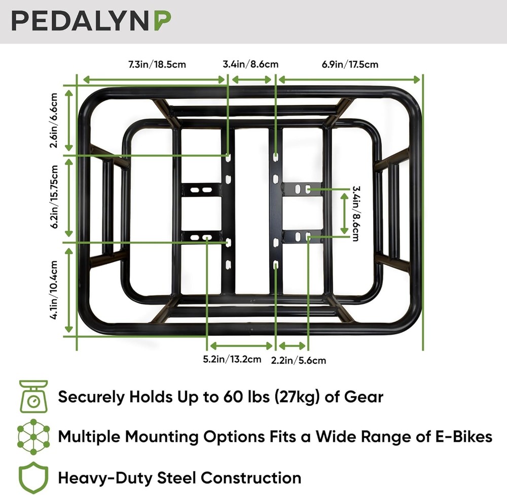 Rear Cargo Rack E-Bikes – Universal Bicycle Rack W/ Cargo Net Rain Cover