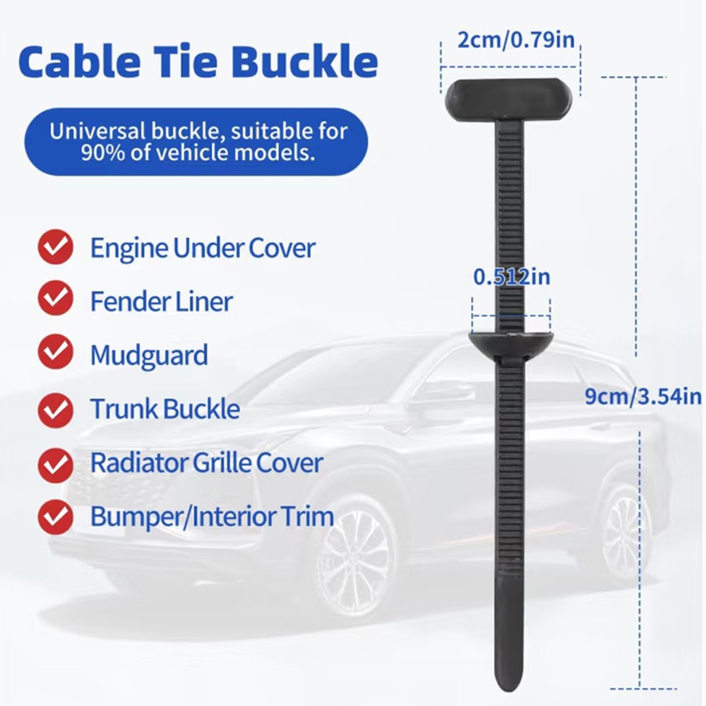 100Pcs Nylon Cable Tie Buckle Heavy Duty Self-Locking Zip Holder Universal