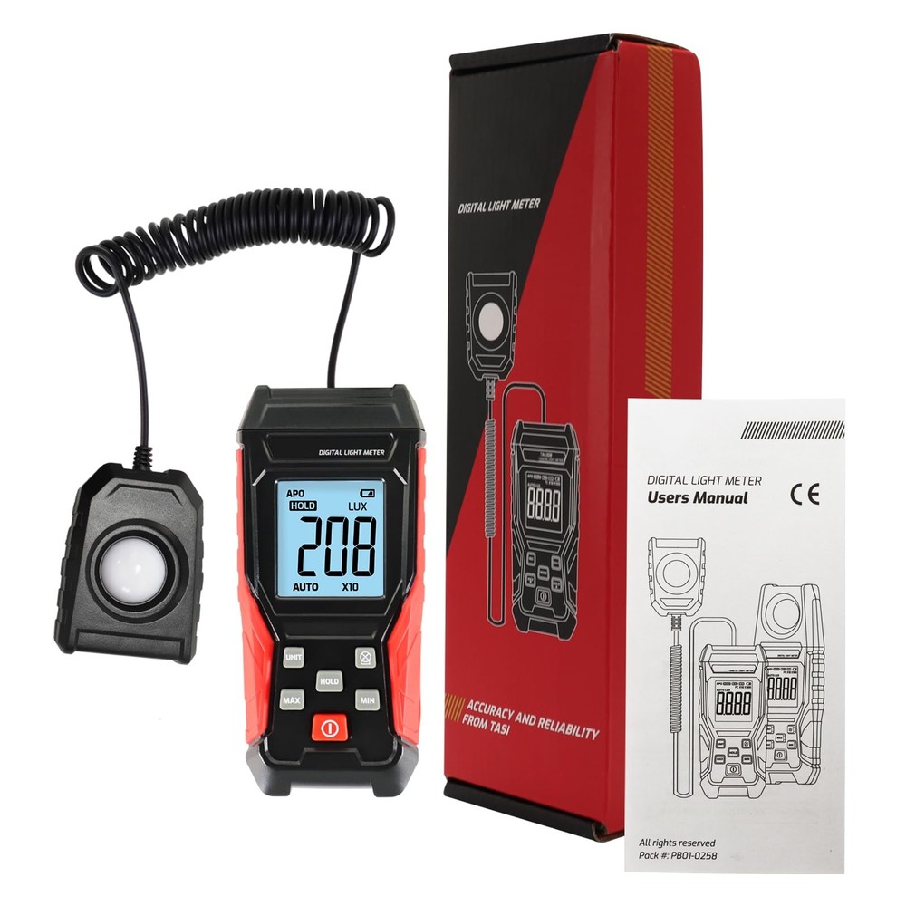 Light Meter Digital Lux Handheld Illuminance 360 Rotating Sensor 0200,000 Range