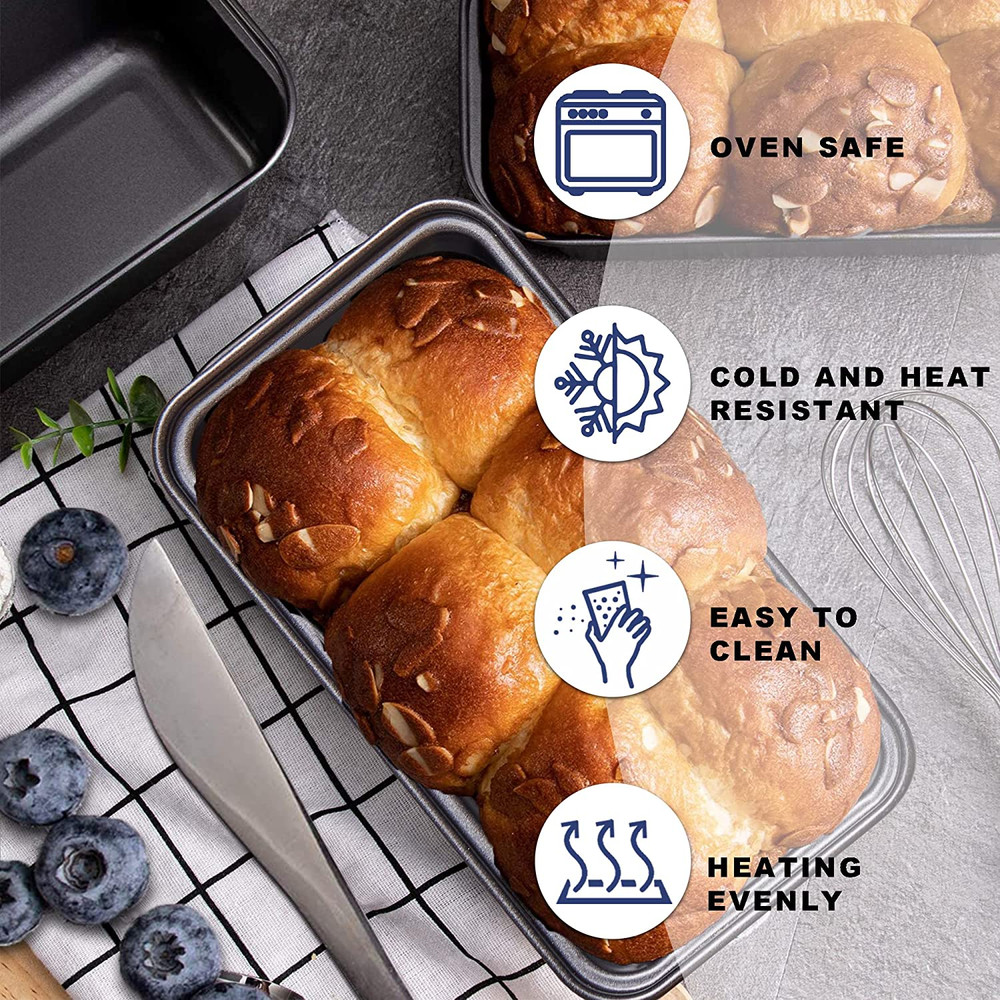 Mini Loaf Pan Kitchen Rectangle Baking Bread Nonstick Tins Meatloaf Pan 3 Pack