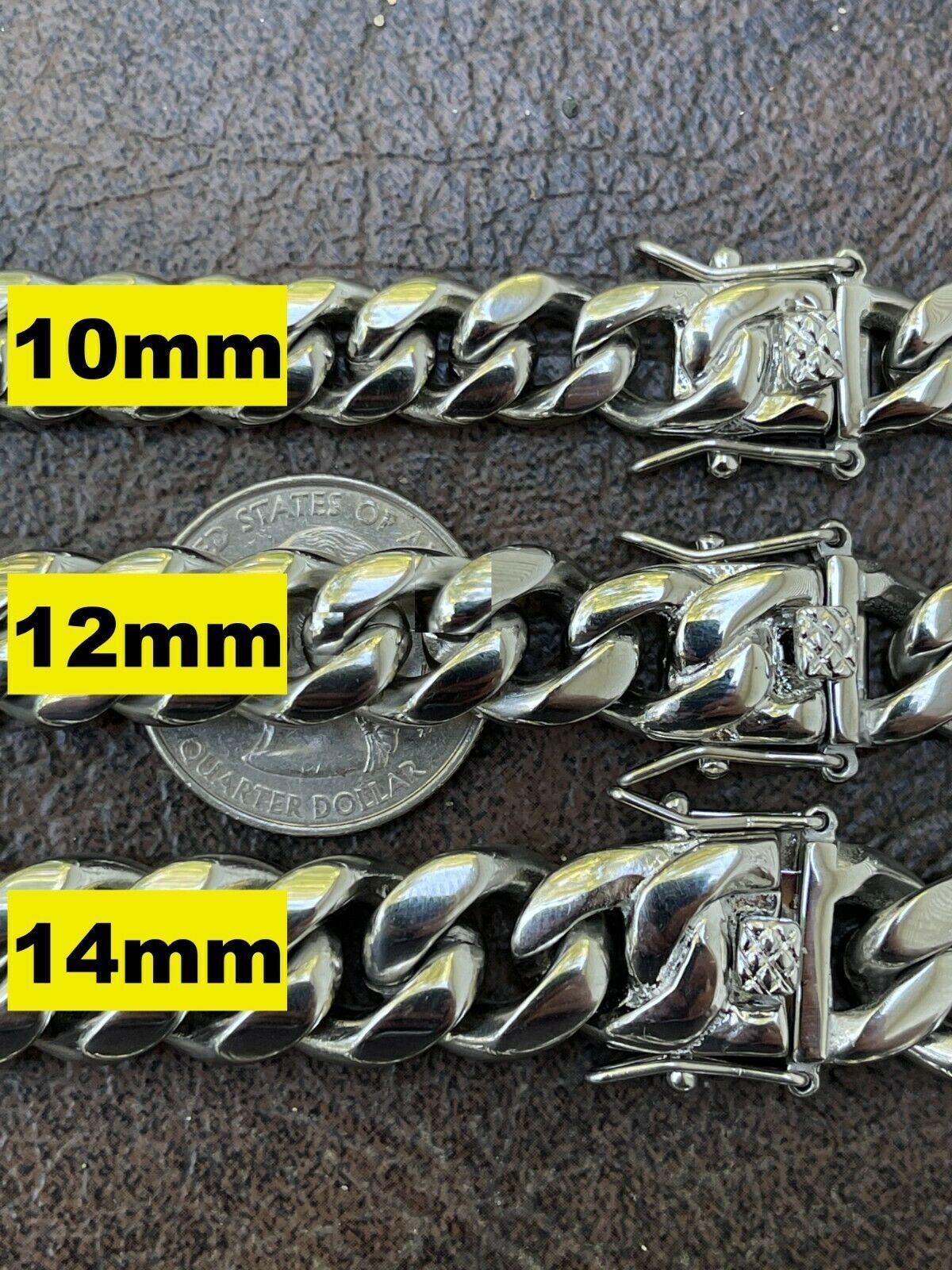 Real Solid Stainless Steel Miami Cuban Link Chain Necklace Or Bracelet Box Clasp