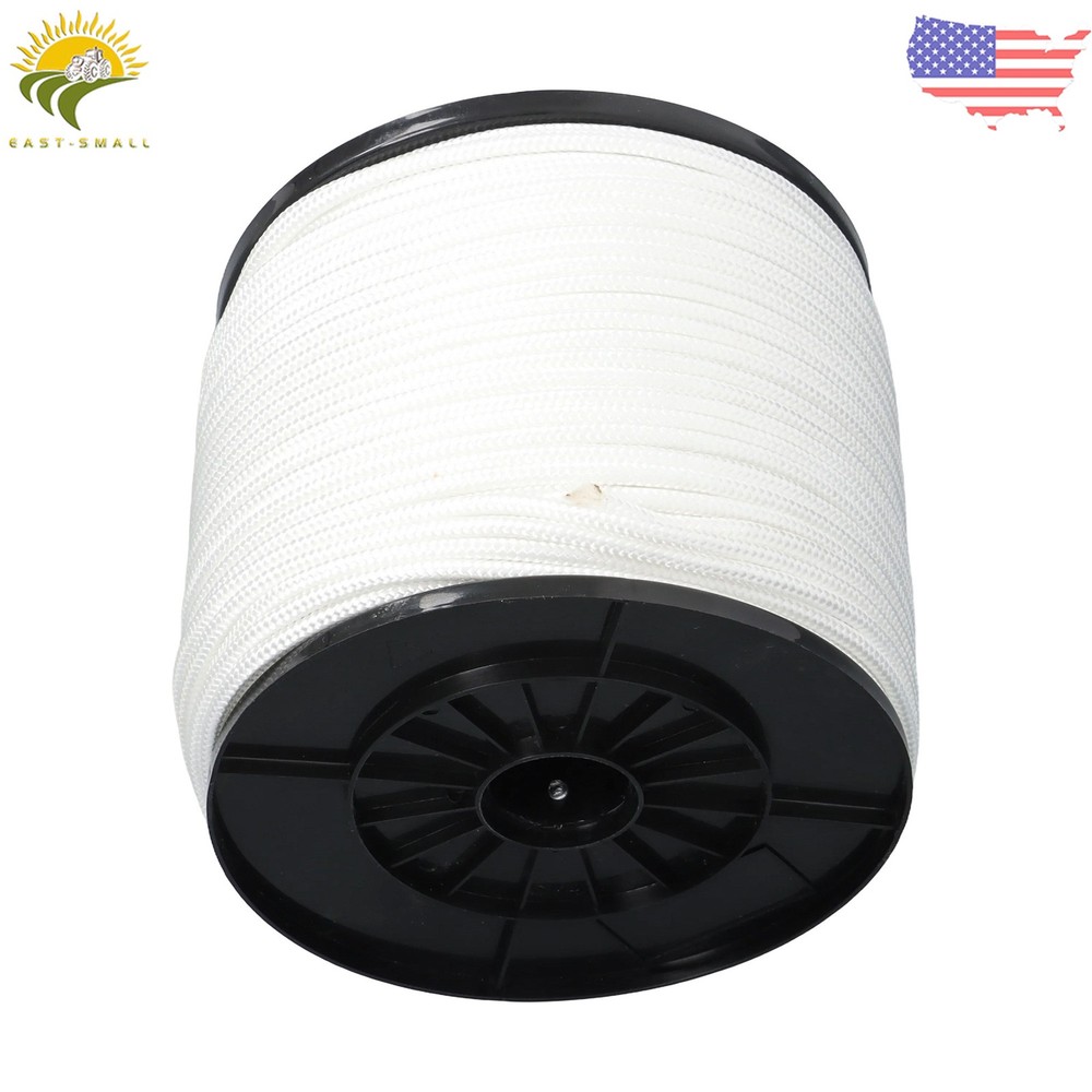 1/4" × 500' White Nylon Rope Sturdy Spool Solid Braid Rope Abrasion Resistance