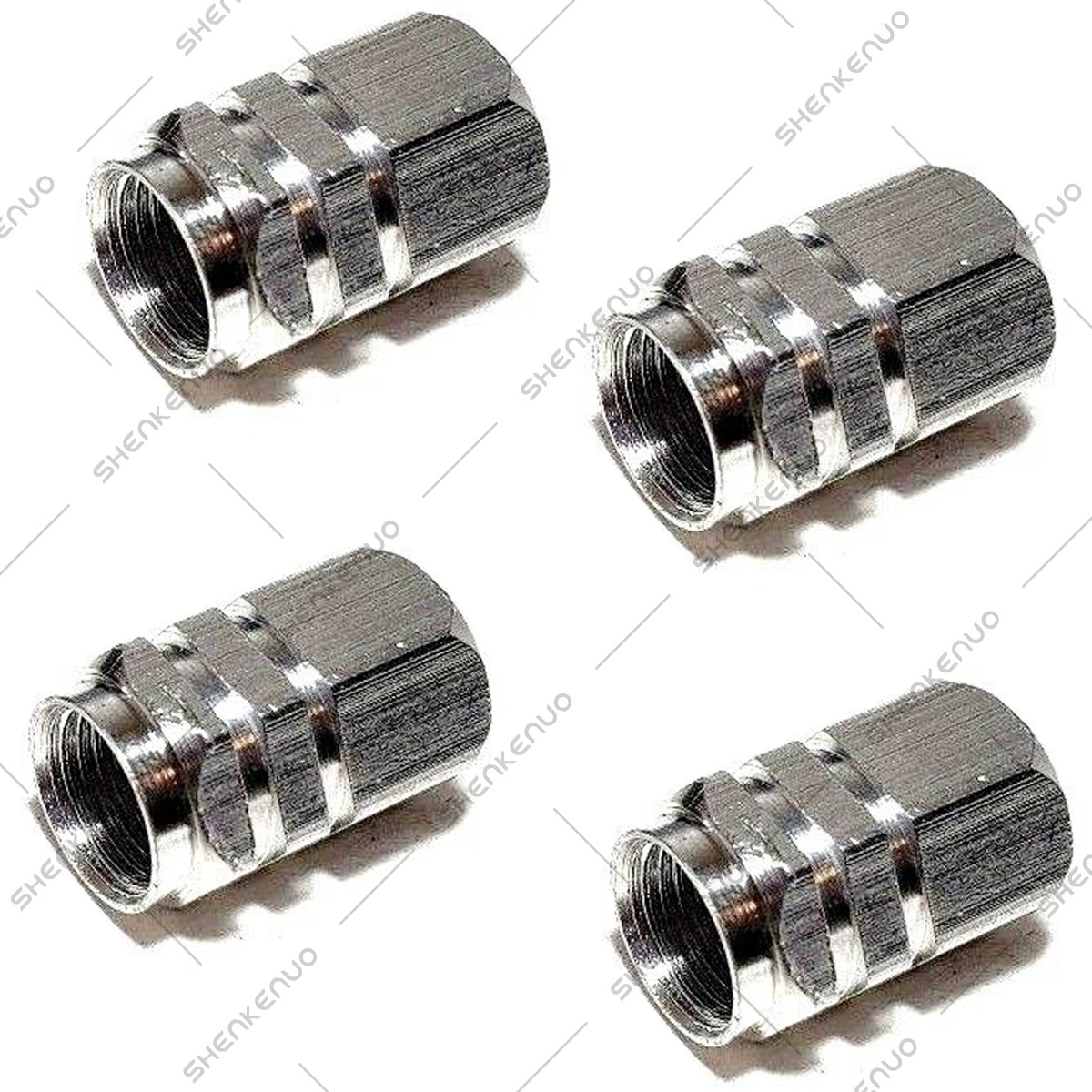 (4) Metal Chrome Tire/Wheel Air Pressure Stem Valve Caps for Car-Truck-Hot Rod