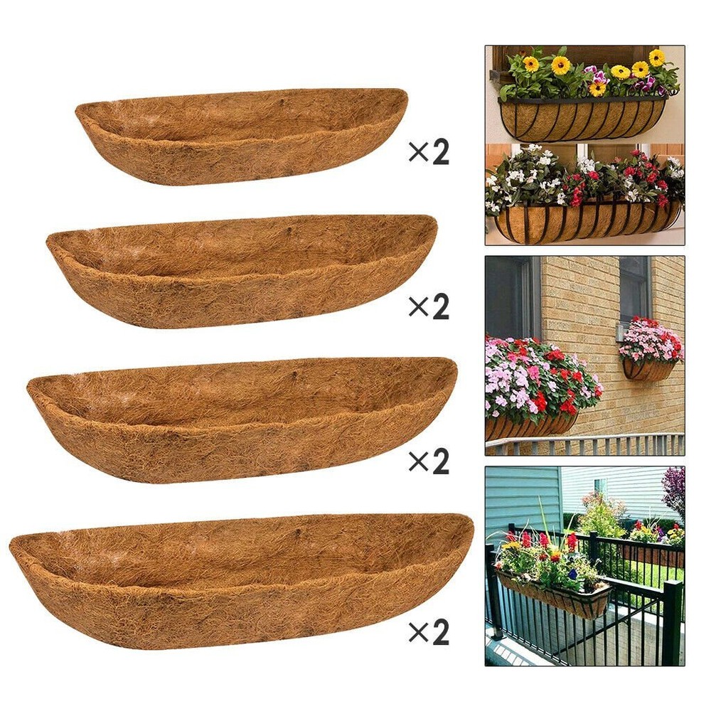 2PC 24"/30"/36"/48" Trough Coco Liners Planter Pots Replacement Wall BSKT Liner